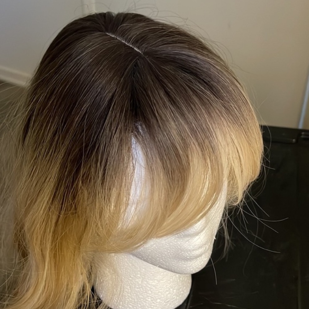 Rooted Wavy Mixed Blonde Synthetic Wig with Bangs - New #C - Picture 9 of 16